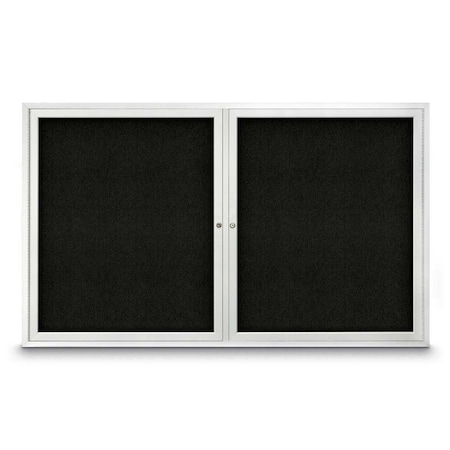 United Visual Products Sliding Door Indoor Enclosed Corkboard, 9 UV9029ACS-WHITE-COBACC